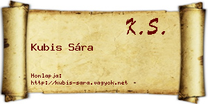 Kubis Sára névjegykártya